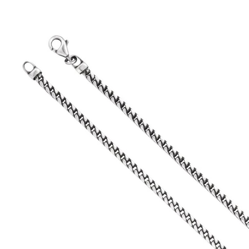 Antiqued Sterling Silver 3mm Solid Square Franco Chain Necklace, 20 In